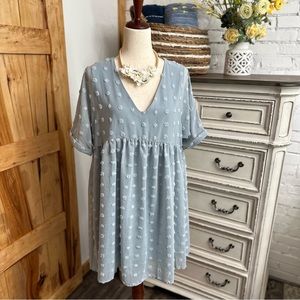 Dusty Blue Babydoll Dress